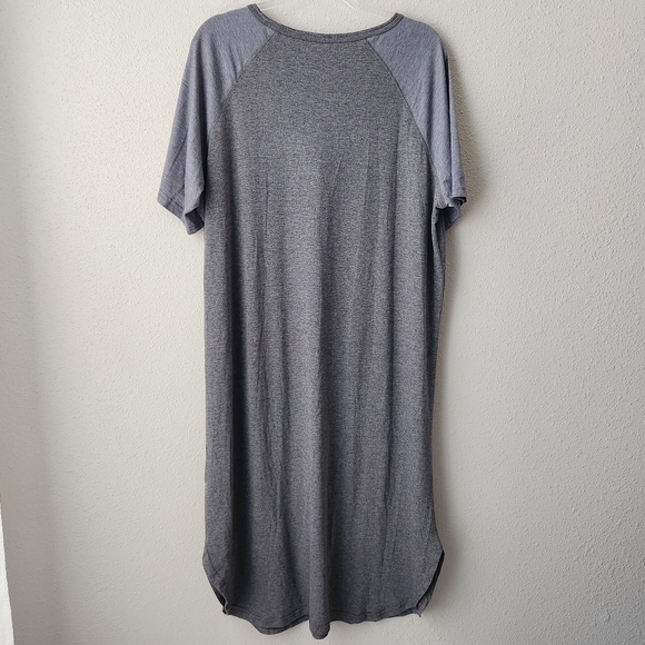 EKOUAER Men's Color Block Gray Raglan Comfort Nightshirt Sleepshirt Loungewear - Picture 4 of 12